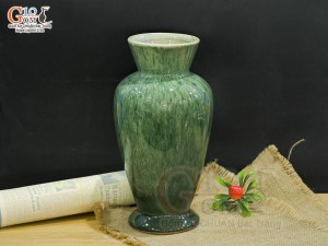 Lọ hoa dáng phễu men hoả biến cẩm thạch, cao 29cm