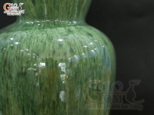 Lọ hoa dáng phễu men hoả biến cẩm thạch, cao 29cm