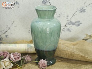 Lọ hoa dáng phễu men hoả biến bạch ngọc, cao 29cm