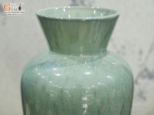 Lọ hoa dáng phễu men hoả biến bạch ngọc, cao 29cm