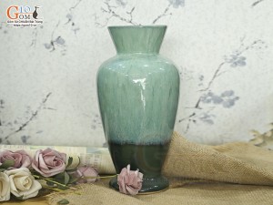 Lọ hoa dáng phễu men hoả biến bạch ngọc, cao 29cm
