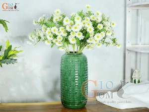 Lọ hoa dáng phích cao men hỏa biến cẩm thạch, cao 34cm