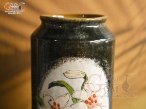 Lọ hoa dáng phích men màu vẽ hoa Tulip, cao 31cm