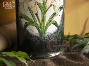 Lọ hoa dáng phích men màu vẽ hoa Tulip, cao 31cm