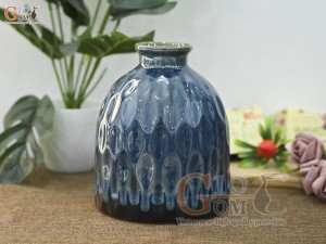 Lọ hoa dáng rỏ cua miệng nhỏ men hỏa biến, cao 19cm