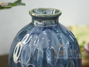 Lọ hoa dáng rỏ cua miệng nhỏ men hỏa biến, cao 19cm
