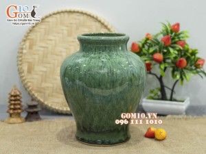Lọ hoa dáng tỏi cổ, men hỏa biến cẩm thạch, cao 22cm