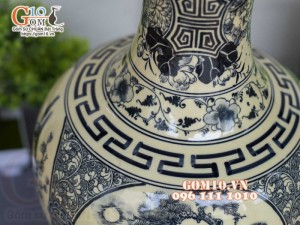 Lọ hoa dáng tỏi men cổ họa tiết Tứ cảnh Tùng Cúc Trúc Mai, cao 42cm (cả đế)