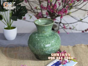 Lọ hoa dáng tỏi nhỏ, men hỏa biến cẩm thạch, cao 23cm