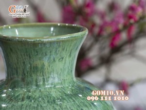 Lọ hoa dáng tỏi nhỏ, men hỏa biến cẩm thạch, cao 23cm