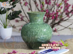 Lọ hoa dáng tỏi nhỏ, men hỏa biến cẩm thạch, cao 23cm