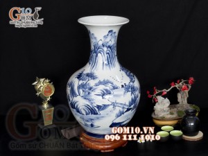 Lọ hoa dáng tỏi thân to, họa tiết Tùng Hươu cao 62cm