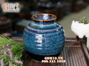 Lọ hoa dáng tròn men hỏa biến 18cm