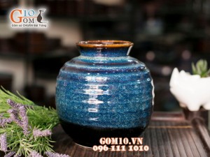 Lọ hoa dáng tròn men hỏa biến 18cm