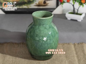 Lọ hoa dáng vò rượu men hỏa biến cẩm thạch, cao 21cm