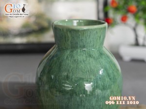 Lọ hoa dáng vò rượu men hỏa biến cẩm thạch, cao 21cm