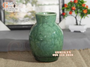 Lọ hoa dáng vò rượu men hỏa biến cẩm thạch, cao 21cm