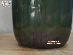 Lọ hoa dáng trụ men hoả biến xanh ngọc, cao 32cm