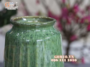 Lọ hoa dáng trụ cao men hỏa biến cẩm thạch, cao 24cm