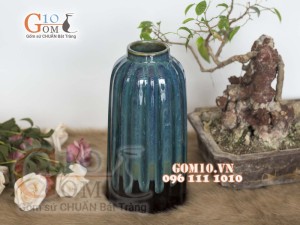 Lọ hoa dáng trụ đứng men hỏa biến, cao 28cm