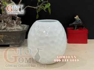 Lọ hoa dáng trứng men trắng cao 15cm