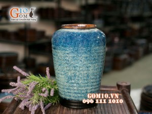 Lọ hoa dáng vại men hỏa biến 28cm