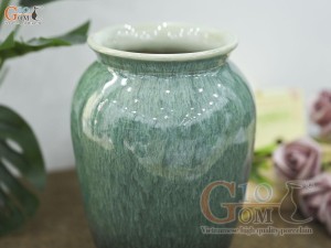 Lọ hoa dáng vò hồng bé men hỏa biến cẩm thạch, cao 20cm