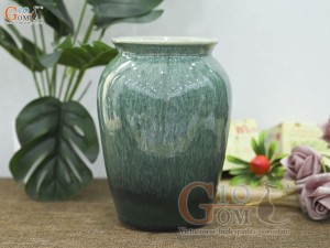 Lọ hoa dáng vò hồng bé men hỏa biến cẩm thạch, cao 20cm