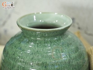 Lọ hoa dáng vò men hỏa biến cẩm thạch cao 18cm