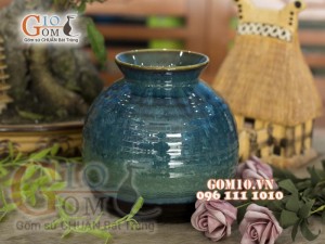 Lọ hoa dáng vò men hỏa biến, cao 18cm