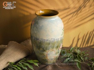 Lọ hoa dáng vò men màu vẽ hoa, cao 29cm