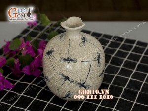 Lọ hoa dáng vò miệng tam giác men rạn cao 18cm