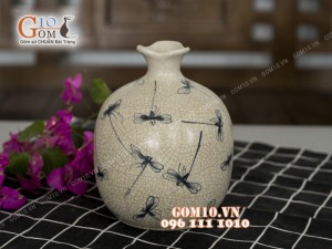 Lọ hoa dáng vò miệng tam giác men rạn cao 23cm