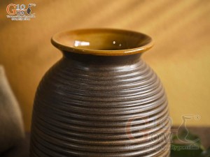 Lọ hoa gốm dáng vò thấp vân sóng, cao 16cm