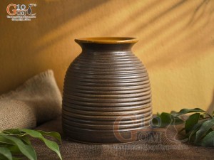 Lọ hoa gốm dáng vò thấp vân sóng, cao 16cm