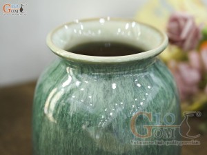 Lọ hoa dáng vò thon men hỏa biến cẩm thạch, cao 14cm