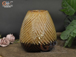 Lọ hoa dáng vò tròn men màu vân sóng, cao 18cm