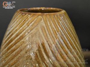 Lọ hoa dáng vò tròn men màu vân sóng, cao 18cm