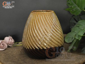 Lọ hoa dáng vò tròn men màu vân sóng, cao 18cm