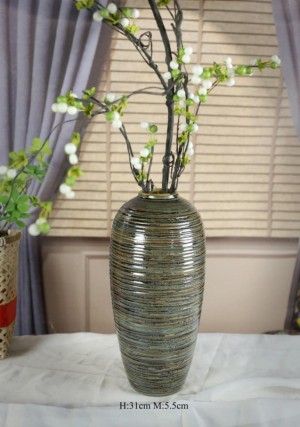 Lọ hoa dáng xoài giả vuốt men rêu, cao 31cm