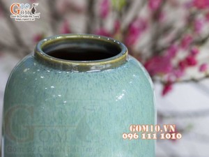Lọ hoa dáng xoài, men hỏa biến lam ngọc, cao 30cm