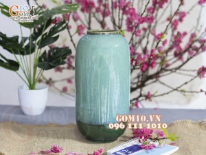 Lọ hoa dáng xoài, men hỏa biến lam ngọc, cao 30cm