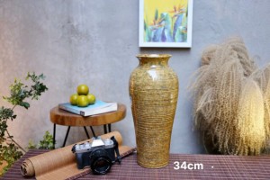 Lọ hoa giả vuốt men gấm vàng chân thon, cao 34cm