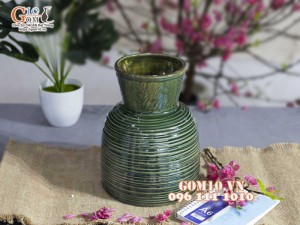 Lọ hoa giả vuốt men ngọc lục bảo, cao 22,5cm
