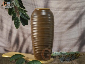 Lọ hoa gốm dáng bom cổ nhỏ vân sóng, cao 31cm