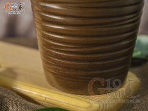 Lọ hoa gốm dáng bom cổ nhỏ vân sóng, cao 31cm