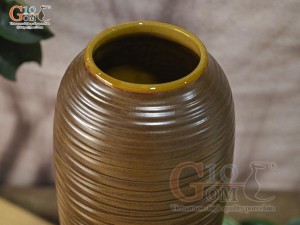 Lọ hoa gốm dáng bom cổ nhỏ vân sóng, cao 31cm