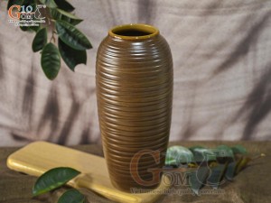 Lọ hoa gốm dáng bom cổ nhỏ vân sóng, cao 31cm