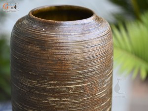 Lọ hoa gốm dáng bom mộc màu nâu, cao 40cm