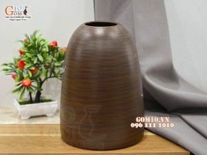 Lọ hoa gốm dáng chuông họa tiết Chim Hoa, cao 27cm